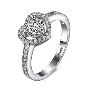 Via Mazzini Platinum Plated AAA Swiss Crystal Heart Proposal Ring for Women (Ring0375)