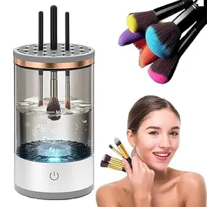 Automatic Makeup Brush Cleaner Machine with USB Cable, Spinning Electric Makeup Brush Cleaner Blender Machine, Dryer for Quick Deep Cleaning Cosmetic Brush Cleaner Portable for All Size Makeup Brushes for Women