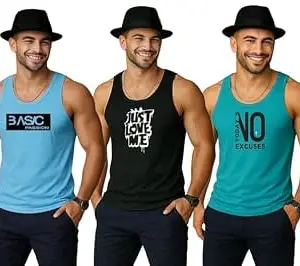 EARTH STAR Men's Cotton Tank Top Collection, Sleeveless Gym Vest | Vest for Men | Graphic Print | Casual Wear Vests for Workout