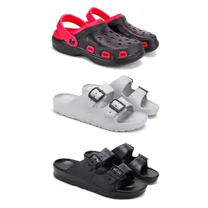 DRACKFOOT-Lightweight Classic Clogs || Sandals with Slider Adjustable Back Strap for Men-Combo(4)-3017-3114-3115-7 Black