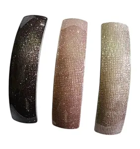 Premium Hair Clips Set, Black Rose Gold Glitter, Metal Spring Snap Barrettes, Professional Styling Accessories for Women