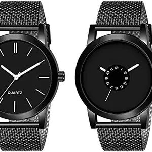 RPS FASHION WITH DEVICE OF R Girl's & Boy's Full Series Analog PU Belt Watches, Black, Set of 2