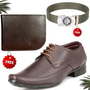 Relaxed Trendy Formal Shoes/Party Shoes/Shoes Combo with Free Wallet & Belt for Men and Boys (BAZAAR2959_TCC-BR-1005) Multicolor