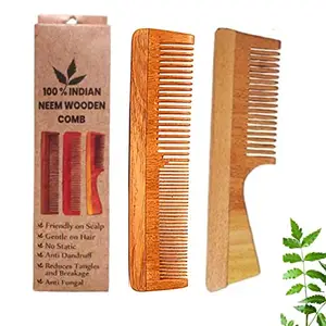 Neem Comb For Hair Care| Set of 2 Original and Natural Neem Combs For Hair Styling and Designing