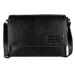 HAMMONDS FLYCATCHER Laptop Bag for Men - Black Leather Office Bag for Men - Fits 14/15.6/16 Inch Laptop - Messenger Shoulder Bag - Executive Satchel Bag for Office - Water Resistant - 1-Year Warranty