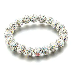 Hot And Bold Under 499 Diwali Gifts for Girls and Women. Shamballa Inspired CZ Crystal Diamond Beads Strechable Bracelet
