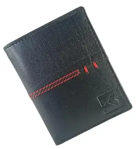 Young Arrow Men Black Casual Genuine Leather Wallet (8 Card Slots)
