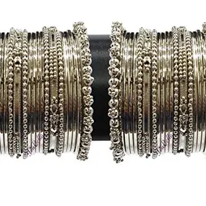 YouBella Jewellery Traditional Silver Plated Oxidized Bracelet Bangles Set For Girls and Women (2.8)