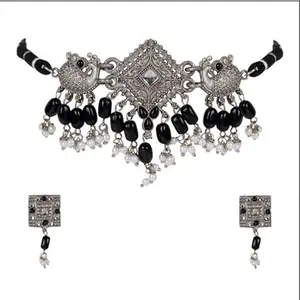 Women's Rose Gold Plated Alloy Necklace & Earings Set-PID47538