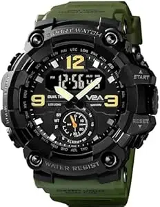 V2A Analogue - Digital Men's Watch (Green Dial Green Colored Strap)