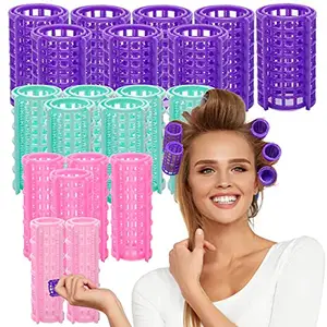 ayushicreationa Hair Rollers Plastic Snap on Curlers for Hairdressing Styling for Girls & Women No Heat Wave Hair Curlers for Salon Multicolor (10 PCS)