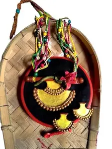 Clay Jewellery Handcrafted Traditional Terracotta Necklace, Multicolored Beaded Design, Tribal Style