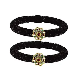 MAYA FASHION Black Stone Brass Bangle With Very Extra Large Size Elegant Extra Large Size Bangle | Perfect Fit for Plus Size banglesTrendy and Comfortable Fit for woman and girls | (Sku-ban2027)