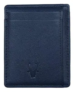 WildHorn Leather Card Holder for Men & Women (Blue Safiano)