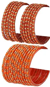 Colorful Glass Bangles/Kada Set Combo Ornamented with Colourful Chips & Beads_Bridal1308 (AkBang2-AXI1.b_bang)