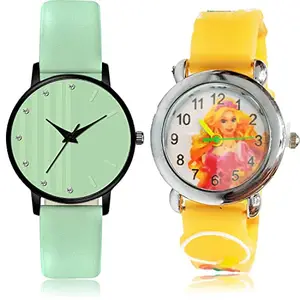 NEUTRON Quartz Analog Green and White Color Dial Women Watch - GM321-GC46 (Pack of 2)