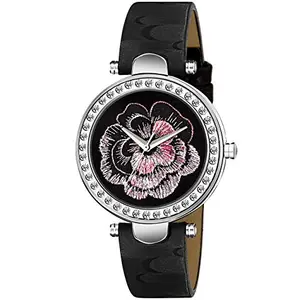 Niyati Nx Analogue Black Flower Dial Women's & Girl's Watch(Black dial&Black Strap)