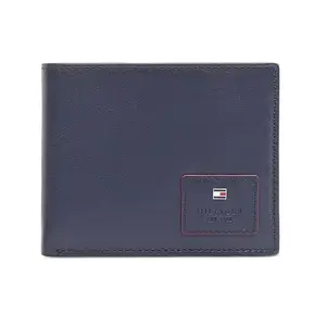 Tommy Hilfiger Men Leather Passcase Wallet - Navy, (Ploce) No. of Card Slot : 12