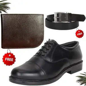 Graceful Formal Shoes/Party Shoes/Shoes Combo with Free Wallet & Belt for Men and Boys (BAZAAR3180_TCC-BR-1008) Multicolor