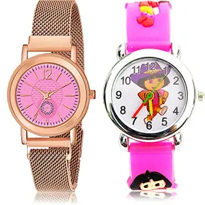 NEUTRON Heart Analog Pink and White Color Dial Women Watch - GW41-GC191 (Pack of 2)