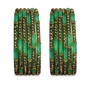 Srijman Creation Traditional Stone-Studded Glass Bangles for Women (Pack of 12) | Elegant Ethnic Churi Set | Multiple Colors | Sizes 2.4, 2.6, 2.8