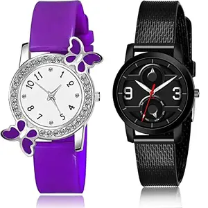 NEUTRON Analogue Analog White and Black Color Dial Women Watch - G100-(28-L-10) (Pack of 2)