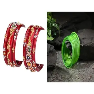Somil Combo Bangle Set For Women | Traditional Daily Bangles | Perfect For Parties & Functions, Pack Of 18, Red, Totai -D414