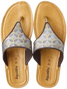 Aqualite Women PL-704 Slipper, Beige/Brown, 7 UK/India