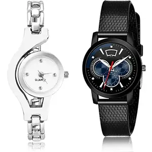 NEUTRON Luxury Analog White and Black Color Dial Women Watch - G70-(61-L-10) (Pack of 2)