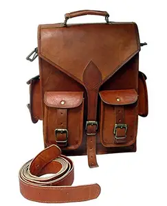 Vintage Fashion Leather Backpack Laptop Messenger Bag for College School Office Rucksack by