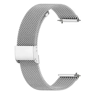 ACM Watch Strap Steel Metal compatible with Pebble Bravo Smartwatch Adjustable Belt Chain Band Silver