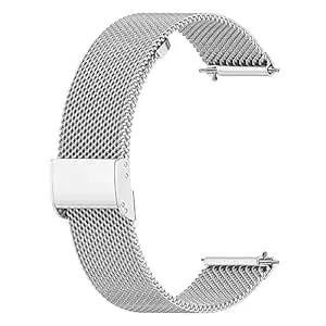 ACM Watch Strap Steel Metal 20mm Compatible with Daniel Klein D-Smart Tint Smartwatch Adjustable Belt Chain Band Silver