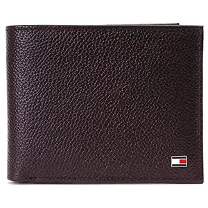 Tommy Hilfiger Chase Leather Global Coin Wallet for Men - Brown, 4 Card Slots