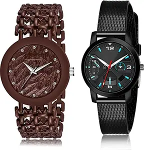 NEUTRON Quartz Analog Brown and Black Color Dial Women Watch - G569-(41-L-10) (Pack of 2)
