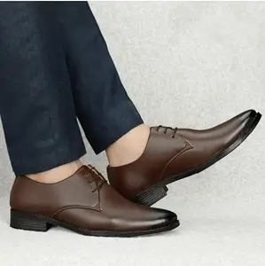 Men's Faux Leather Formal Shoes (Brown, 8)-PID53500