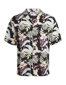 Jack & Jones Men's Regular Fit Spread Collar Floral Printed Casual Pure Cotton Shirt