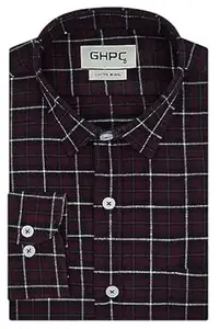 GHPC Cottswool Winter Wear Woolen Windowpane Checks Full Sleeves Regular Fit Formal Shirt for Men