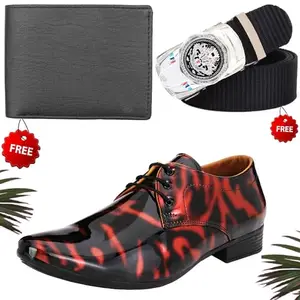 Aadab Trendy Formal Shoes/Party Shoes/Shoes Combo with Free Wallet & Belt for Men and Boys (BAZAAR4202_VTOR-BLK-101) Multicolor