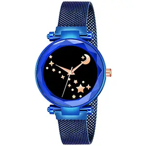 Red Robin New Chand Design Round Black Dial with Latest Stylish Blue Magnet Belt Analogue Watch - for Women & Girls
