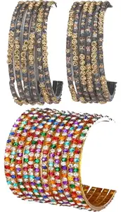 AFAST Combo Of Party & Wedding Colorful Glass Bangle/Kada, Pack Of 24, gray,Multi