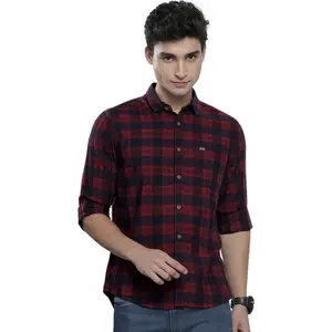 Brand: The Indian Garage Co The Indian Garage Co Men Slim Fit Checkered Full Sleeves Cutaway Collar Casual Shirt