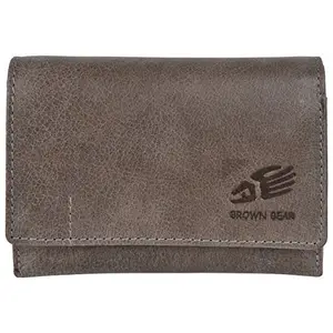 BROWN BEAR Geniune Leather Slim Wallet for Women and Girls with RFID Blocking Grey Color