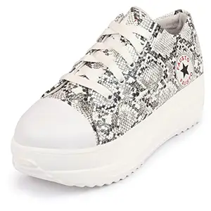 FAUSTO FST FOBWC-1504 WHITE-36 Women White Low Top Ankle Wedge Heels Embellished Lace-Up Sneakers Shoes (3 UK)