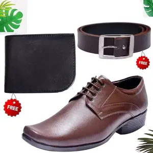 Latest Trendy Formal Shoes/Party Shoes/Shoes Combo with Free Wallet & Belt for Men and Boys (BAZAAR833_AXR-TC-1004) Multicolor