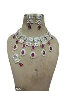 Latest Stylish Stone Studded Jewellery Set for Women |Festive Wedding Party Necklace Earrings|JS_312|