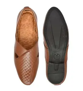 Men's Faux Leather Formal Shoes (Tan, 8)-PID53513