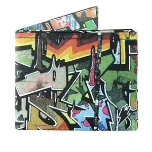 Supervek Graffiti Paper Slim Wallet for Men - Streetwear Hypebeast Cool Art Bifold Mens Wallet Gifts- Men's Vegan Credit Card Holder Purse Wallets for Boys Gents EDC - RFID Blocking