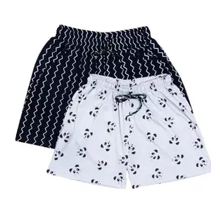 POWERMERC Quirky Prints Cotton Shorts in Navy and Grey Colour Combo in Waist size40
