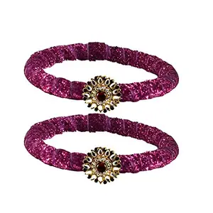 MAYA FASHION Pink Stone Brass Bangle With Very Extra Large Size Elegant Extra Large Size Bangle | Perfect Fit for Plus Size banglesTrendy and Comfortable Fit for woman and girls | (Sku-ban2045)