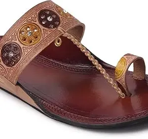 Picktoes Women Black Flats Leather Sandal (Beige, numeric_3)